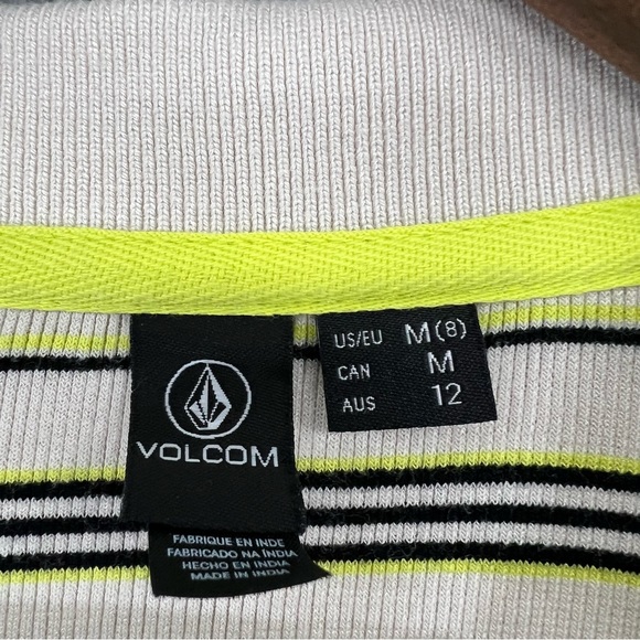 Volcom Golf Polo Shirt Cropped Yellow Striped Women Size Medium (8) - Picture 5 of 7